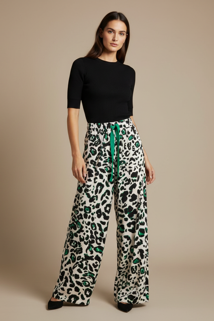 Pantalon Leopard Vert - Viscose
