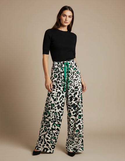 Pantalon Leopard Vert - Viscose