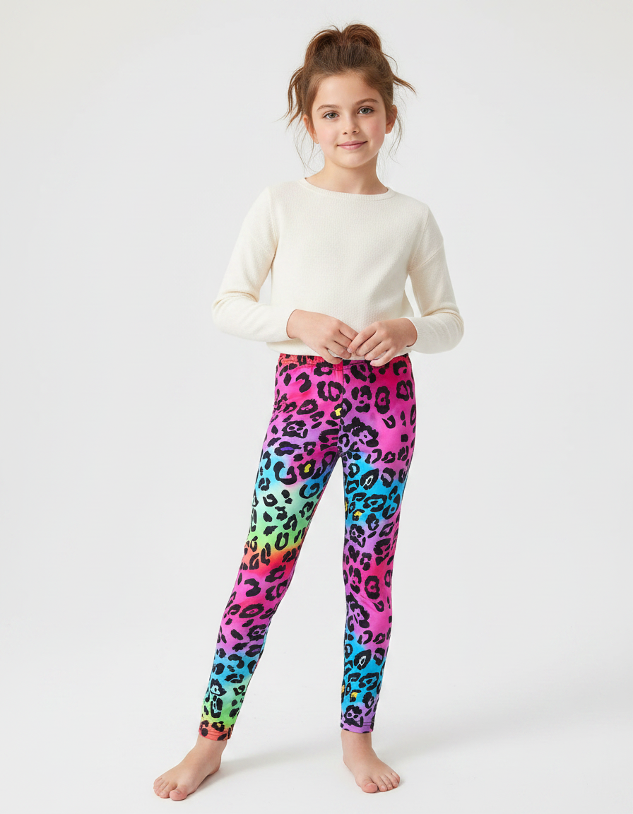 Pantalon Léopard Enfant Multicolore Imprimé Stretch - Polyester