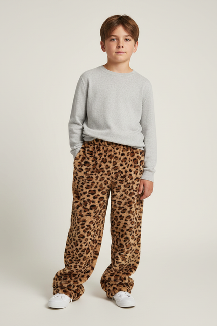 Pantalon Léopard Doux Épais Ample Confortable Enfant - Imprimé Molleton