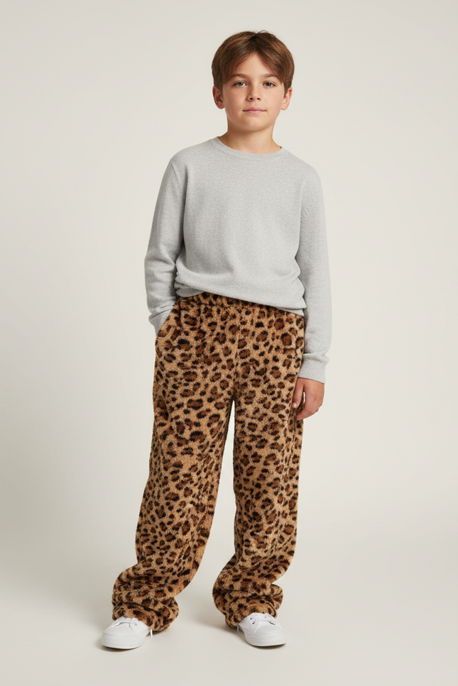 Pantalon Léopard Doux Épais Ample Confortable Enfant - Imprimé Molleton