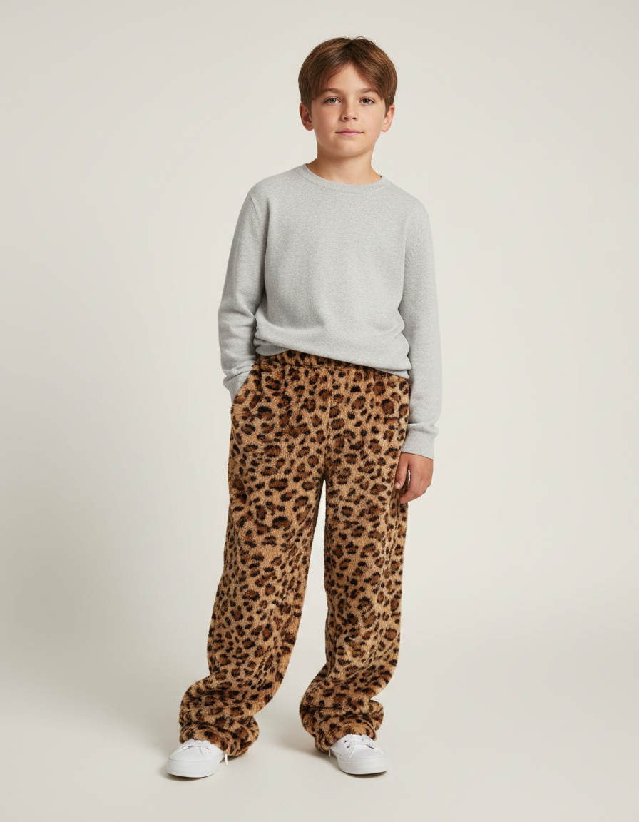 Pantalon Léopard Doux Épais Ample Confortable Enfant - Imprimé Molleton