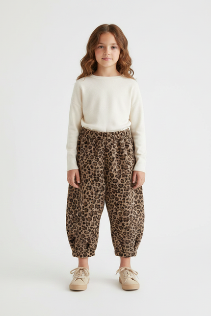 Pantalon Velours Cotele Leopard - Imprimé Cordé