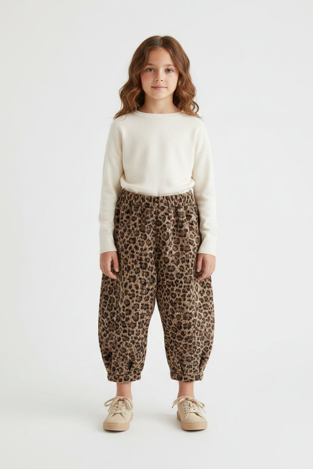 Pantalon Velours Cotele Leopard - Imprimé Cordé