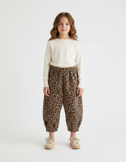 Pantalon Velours Cotele Leopard - Imprimé Cordé