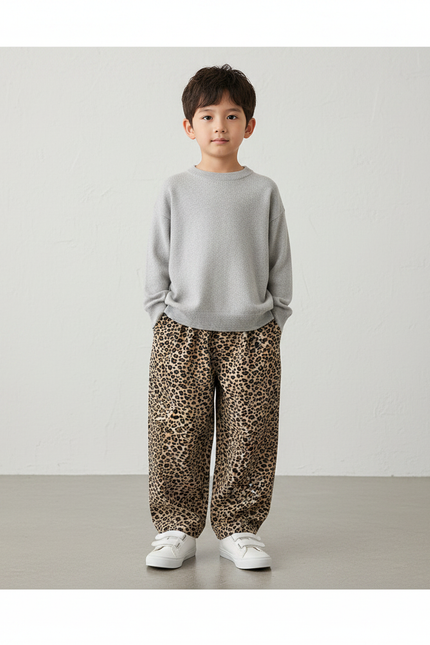 Pantalon Léopard Enfant Harem Imprimé Doux Confortable - Velours
