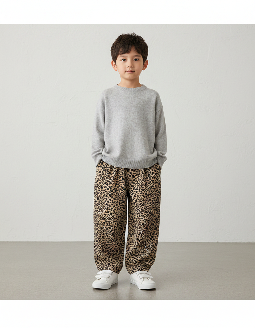 Pantalon Léopard Enfant Harem Imprimé Doux Confortable - Velours