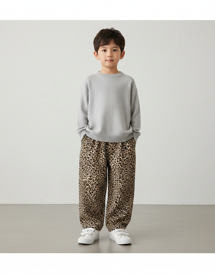 Pantalon Léopard Enfant Harem Imprimé Doux Confortable - Velours