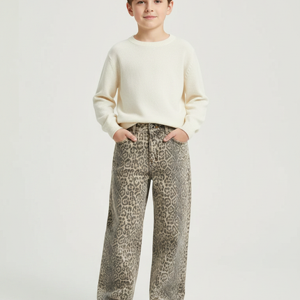 Pantalon Léopard Ample Imprimé Délavé Enfant - Jean