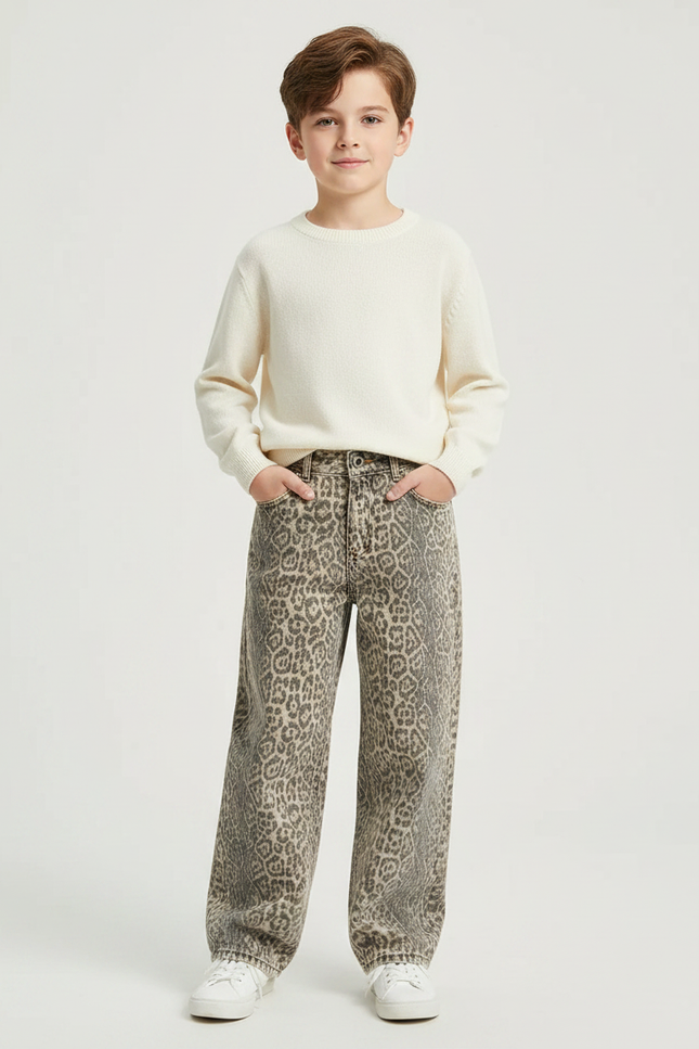 Pantalon Léopard Ample Imprimé Délavé Enfant - Jean