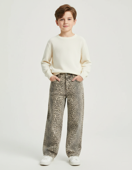 Pantalon Léopard Ample Imprimé Délavé Enfant - Jean