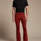 Pantalon Léopard Rouge Noir Évasé Imprimé Moulant - Polyester