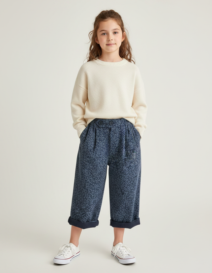 Pantalon Léopard Bleu Imprimé Ample Coton Enfant - Molleton