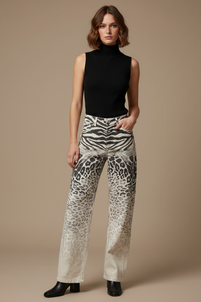 Pantalon Leopard Blanc - Jean