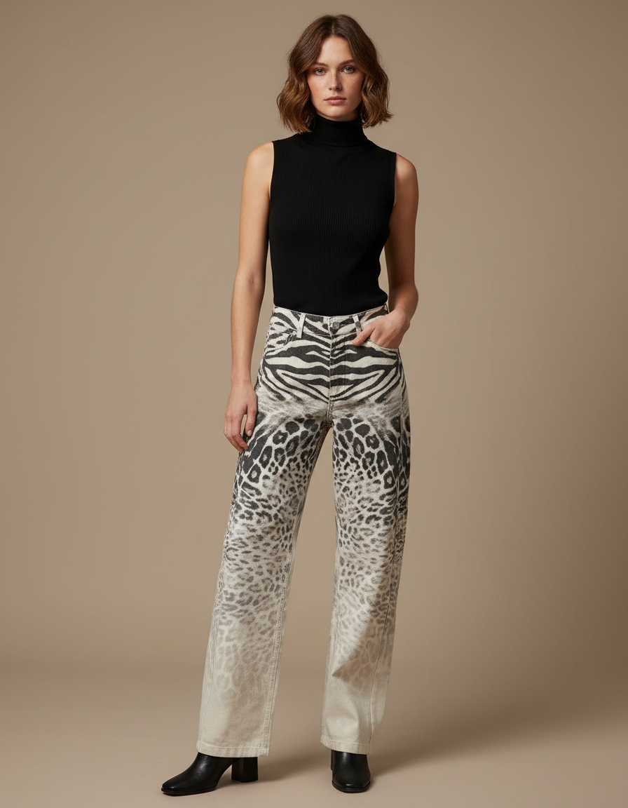 Pantalon Leopard Blanc - Jean