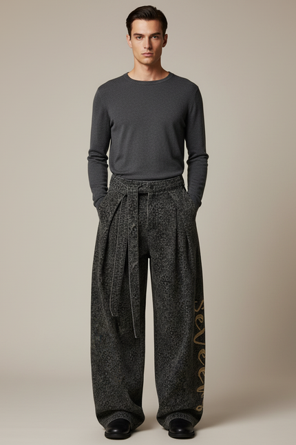 Pantalon Plissé Leopard - Imprimé Jean