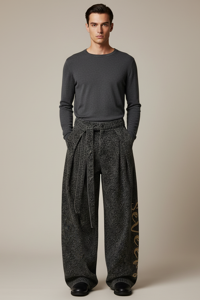 Pantalon Plissé Leopard - Imprimé Jean