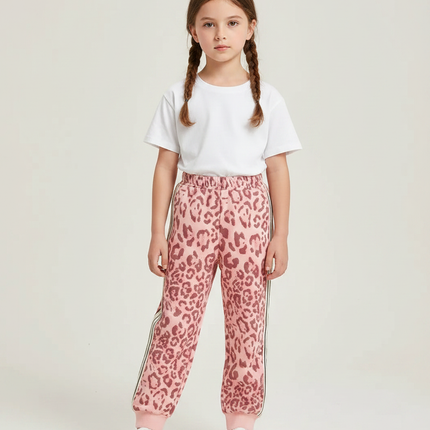 Pantalon Léopard Rose Ample Imprimé Sport Enfant - Molleton