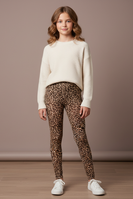 Pantalon Léopard Marron Imprimé Slim Fit Confortable - Polyester