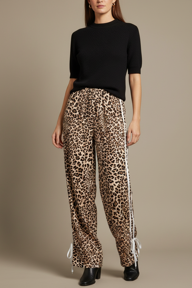Pantalon Imprime Leopard Femme - Imprimé Viscose