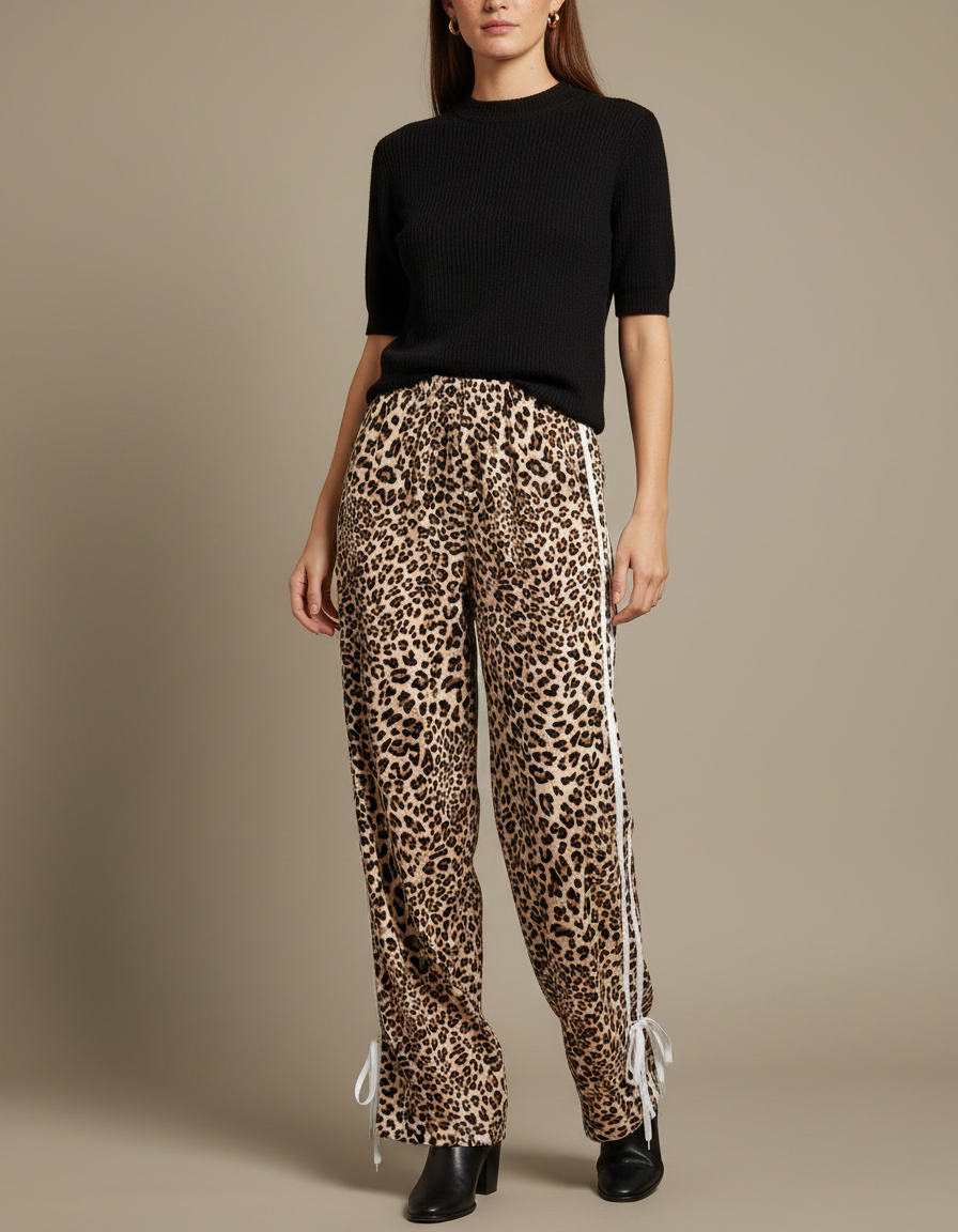 Pantalon Imprime Leopard Femme - Imprimé Viscose