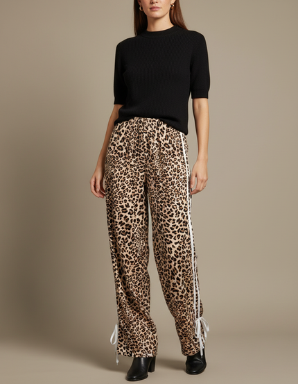 Pantalon Imprime Leopard Femme - Imprimé Viscose