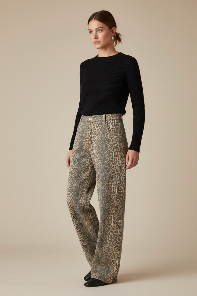 Pantalon Large Fluide Leopard - Imprimé Jean