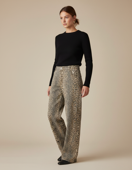 Pantalon Large Fluide Leopard - Imprimé Jean