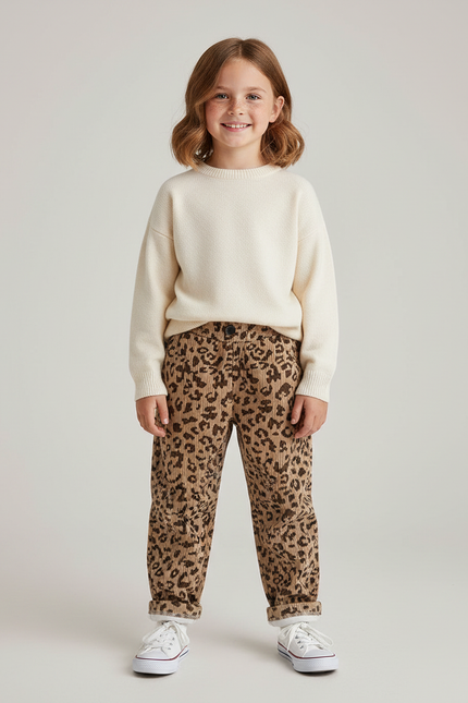 Pantalon Velour Leopard - Camel Cordé