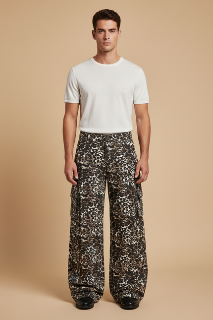 Pantalon Flare Leopard - Imprimé Toile