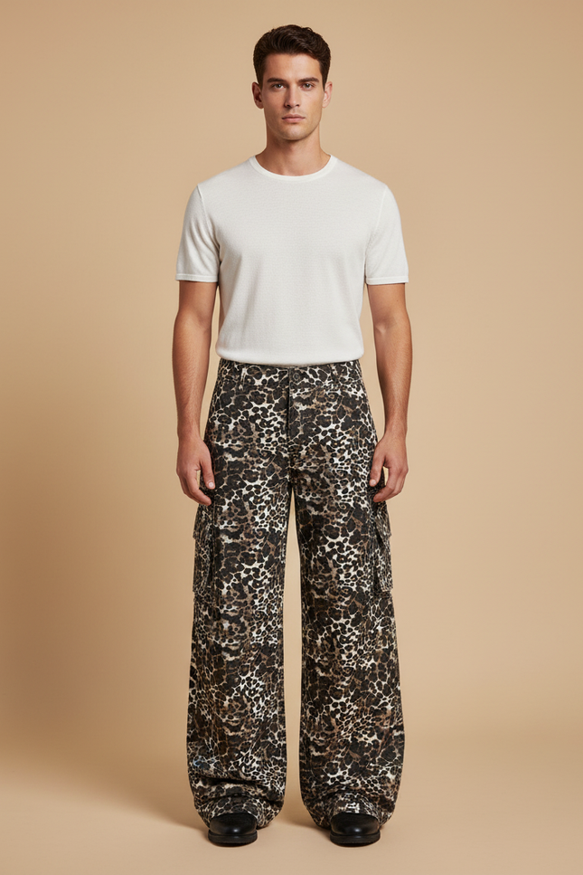Pantalon Flare Leopard - Imprimé Toile