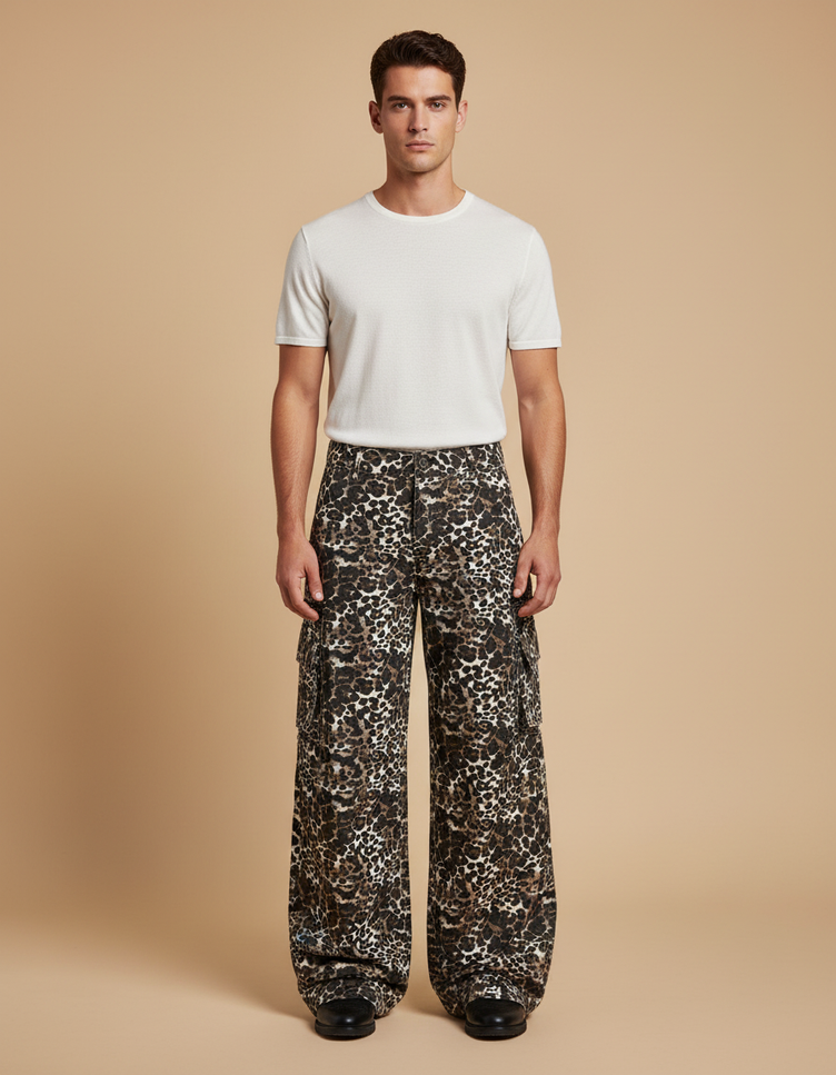 Pantalon Flare Leopard - Imprimé Toile