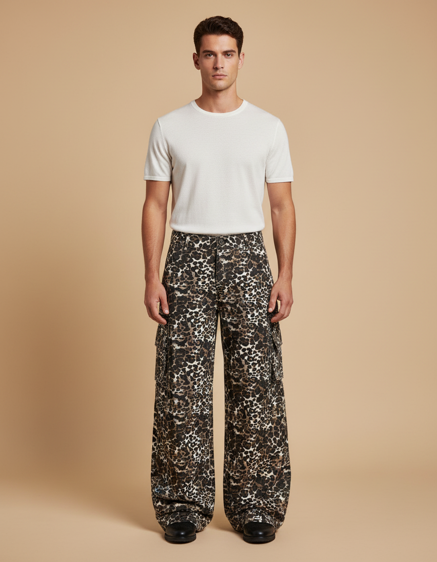 Pantalon Flare Leopard - Imprimé Toile