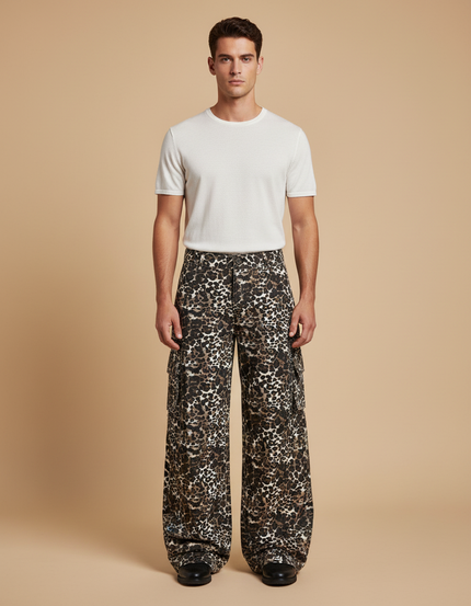 Pantalon Flare Leopard - Imprimé Toile