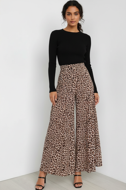 Pantalon Leopard Taille Elastique - Imprimé Viscose