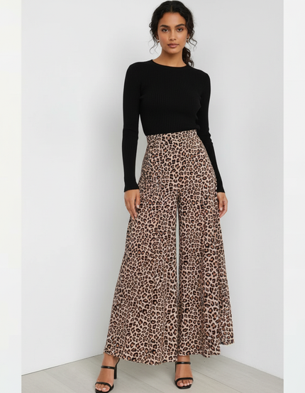 Pantalon Leopard Taille Elastique - Imprimé Viscose