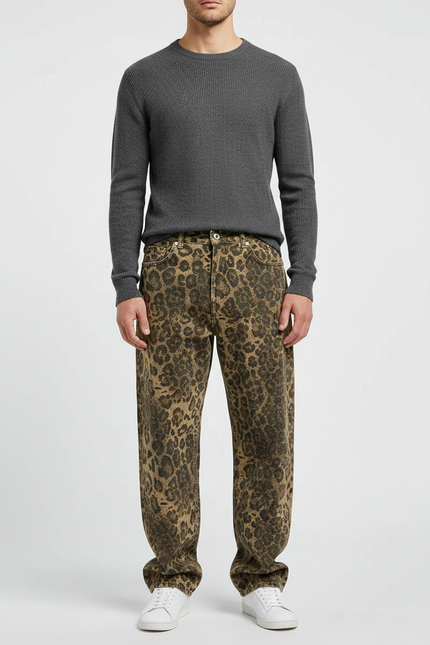 Pantalon Wide Leg Leopard - Imprimé Jean