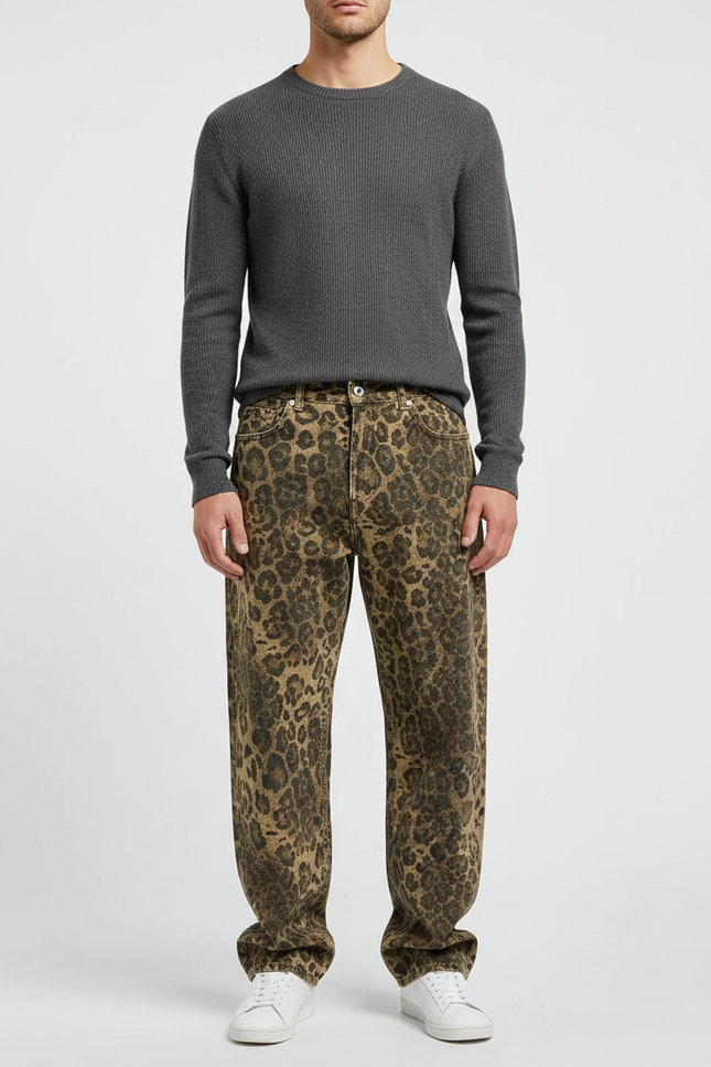 Pantalon Wide Leg Leopard - Imprimé Jean