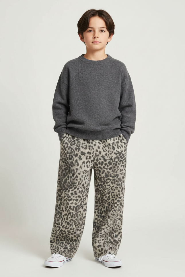 Pantalon Léopard Enfant Molleton Chaud Ample Hiver - Imprimé