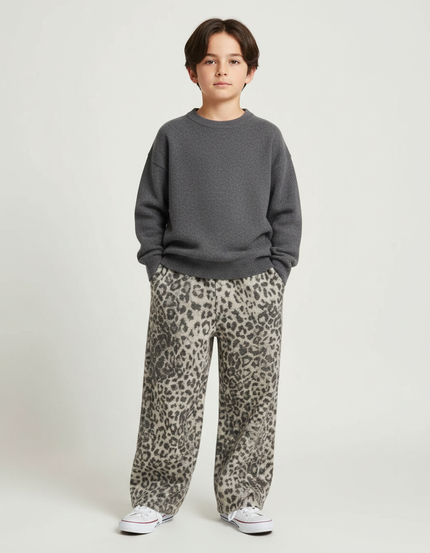 Pantalon Léopard Enfant Molleton Chaud Ample Hiver - Imprimé