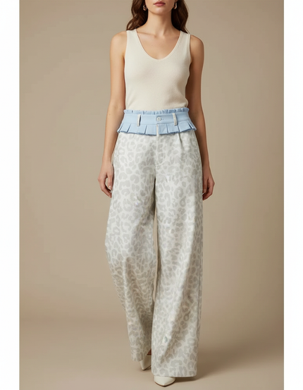 Pantalon Léopard Gris Ample Imprimé Fluide Femme - Viscose