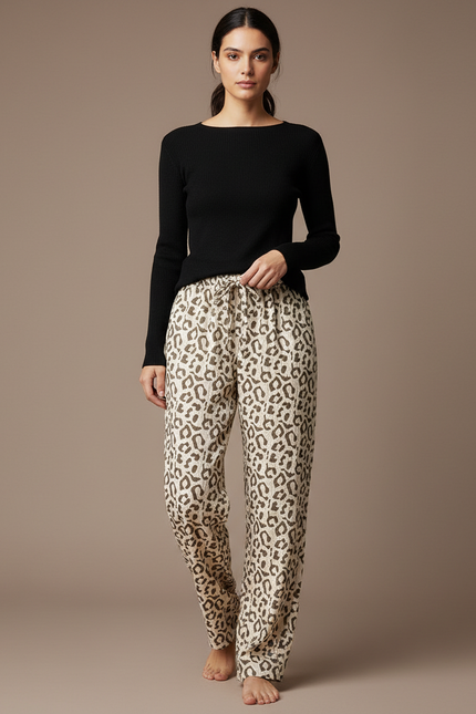 Pantalon Gaz De Coton Leopard - Imprimé