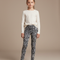 Pantalon Léopard Imprimé Gris Slim Élastique Confortable - Molleton