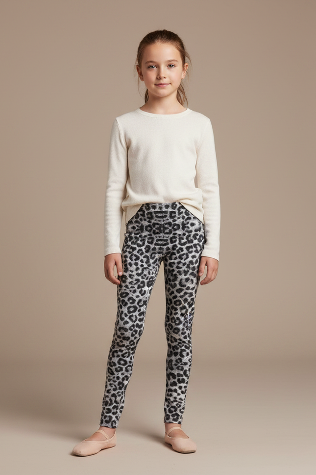 Pantalon Léopard Imprimé Gris Slim Élastique Confortable - Molleton