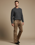 Pantalon Léopard Homme Imprimé Ample Marron Décontracté - Coton