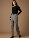 Pantalon Léopard Jean Ample Délavé Femme - Imprimé