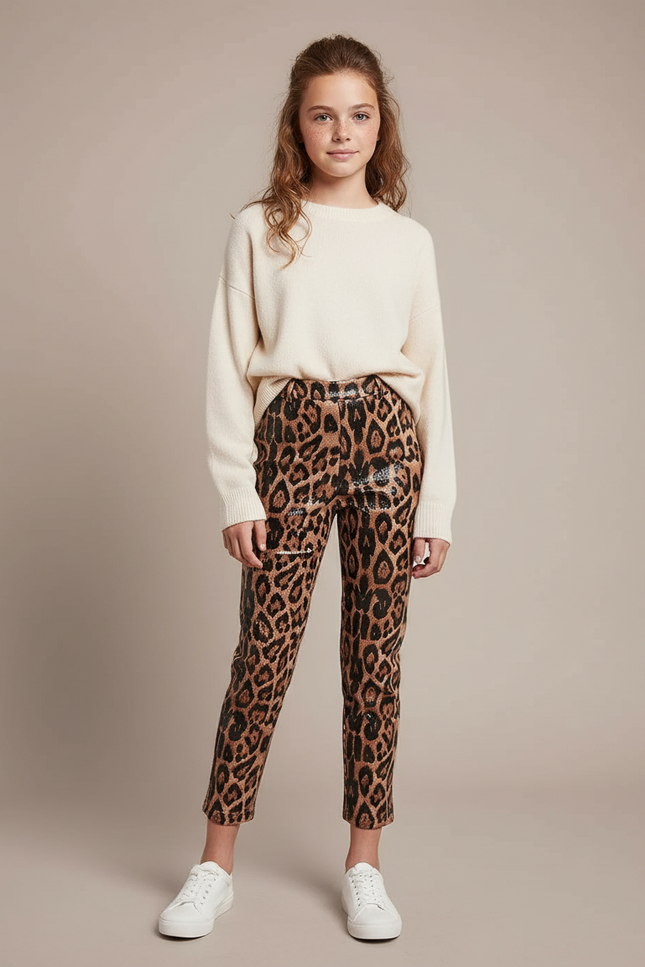 Pantalon Leopard Paillette - Imprimé Polyester