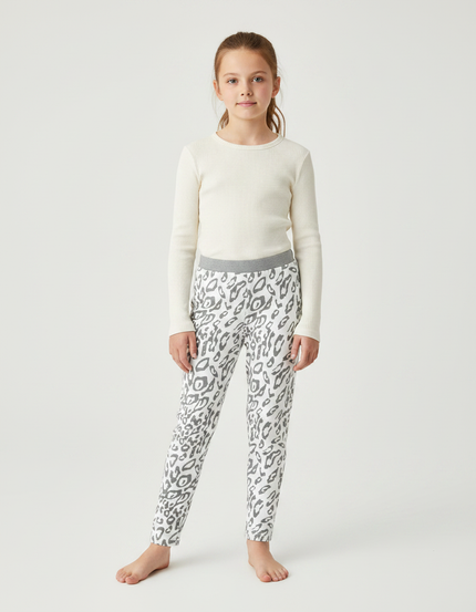 Pantalon Léopard Gris Skinny Imprimé Fille - Molleton