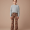 Pantalon Léopard Enfant Évasé Cœurs Marron Imprimé - Maille