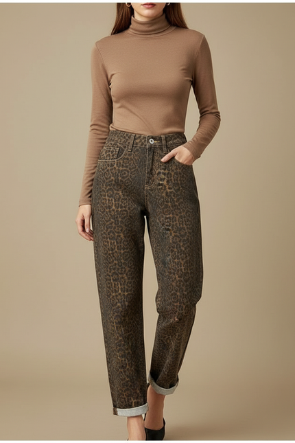 Pantalon Leopard Taille Haute - Imprimé Jean